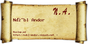 Nübl Andor névjegykártya