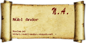 Nübl Andor névjegykártya